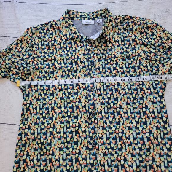Projek Raw Size M Tropical Drink Print Short Sleeve Button Up Vacation Shirt - Picture 6 of 9